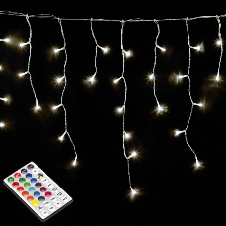 Guirnalda Luces Navidad Cortina x3 Metros 600 Leds Blanco Calido. Luz Navidad Interiores y Exteriores Ip44. Cable Transparente