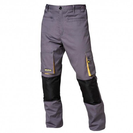 Pantalones Largos DeTrabajo, Multibolsillos, Resistentes, Rodilla Reforzada, Gris/Amarillo Talla 46/48 L