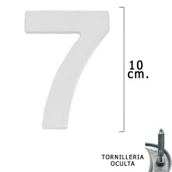 Numero Metal "7" Plateado Mate 10 cm. con Tornilleria Oculta (Blister 1 Pieza)