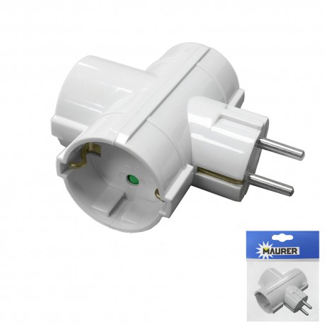 Adaptador / Ladron Triple Schuko 16 A. 250 V.