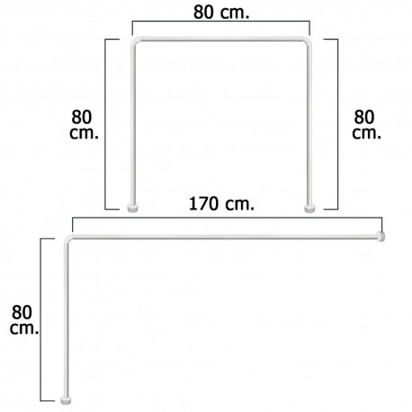 Barra Para  Cortina Ducha Universal Aluminio Blanco 80 x 170 cm.