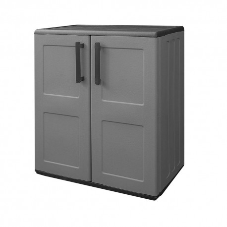 Armario Resina Bajo  68 x 37 x 84 cm. Color gris oscuro.