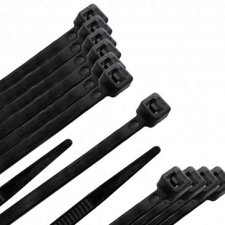 Brida Nylon 100%. Color Negro 3,5 x 140 mm. Bolsa 100 unidades. Abrazadera Plastico, Organizador Cables, Alta Resistencia