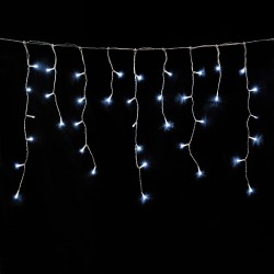 Guirnalda Luces Navidad Cortina 5x1 Metros 182 Leds Blanco Frio. Luz Navidad Interiores y Exteriores Ip44. Cable Transparente